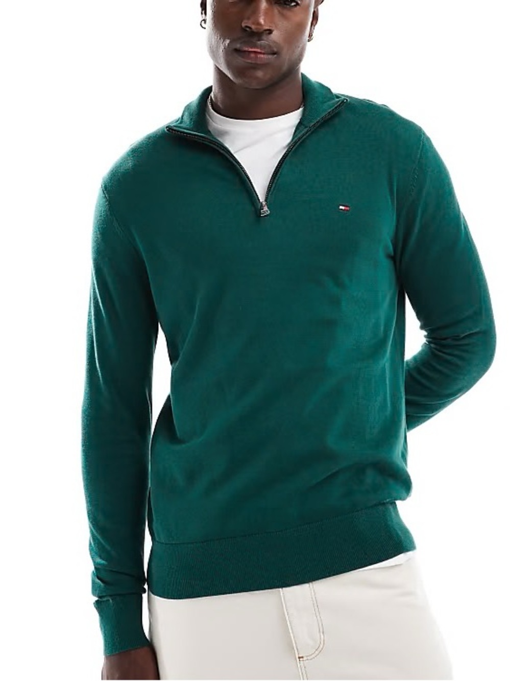 Tommy Hilfiger Green Quarter Zip Pullover Sweatshirt